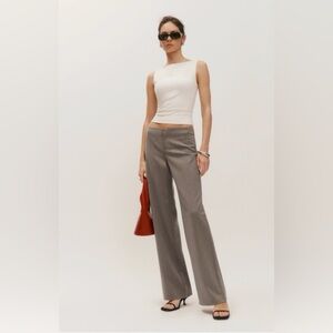 Reformation Visa low rise pants taupe stripe size 2
